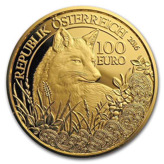 2016 Austria Prf Gold €100 Wildlife in our Sights (The Fox) 2016 Austria Prf Gold €100 Wildlife in our Sights (The Fox)